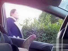 Sitting in a parked car and masturbating schlong