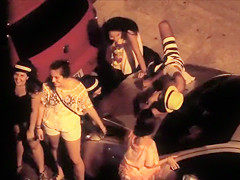 Adorable Spanish cuties shield their ally as this babe is peeing