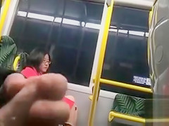 Man beats off on a sweet Oriental lady in the teach