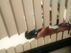 Ebon dominatrix-bitch dries off her body after taking a shower