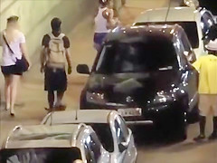 Darksome prostitutes taking a void urine on a Saturday night