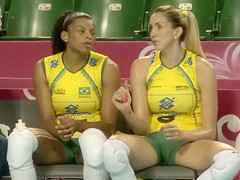 Fit volleyball player has her bawdy cleft imprinted on her shorts