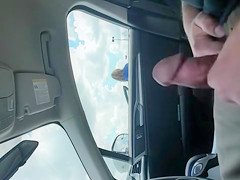 Masturbating to marvelous gals in his parked car