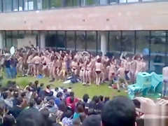 Bare students dancing to the music