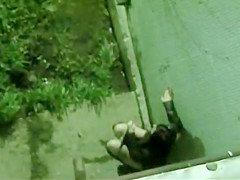 Nasty legal age teenager soaks the walkway underneath my window