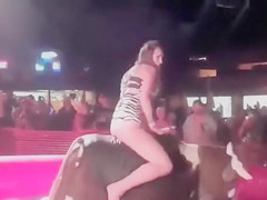 Fabulous sweetheart has her crotch disclosed whilst riding the bull