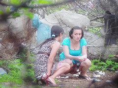 Angels filmed peeing in the town park by lewd voyeur