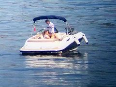 Yummy hottie sucks on a shlong in the midst of the sea