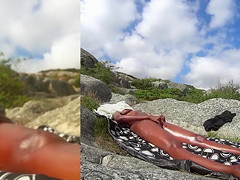 Sexually Excited stud spies on the tanned beauty masturbating her clitoris