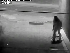 Curvy lady visits the black alley to take a pee