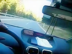 Girlfriend milks my inflexible knob in the car