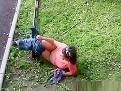 Completely drunk elderly woman