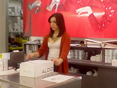 Store attendant's large tits