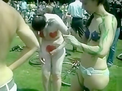 Naturist angels and boyz have their totally stripped bodies painted