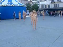 Bare performance art in European public square