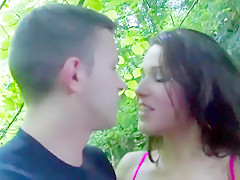 Breasty angel receives hard sex in forest