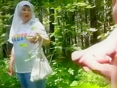 Exposed in the forest and jerking off to a mushroom picker