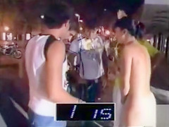 Public nudity game show with Japanese angels