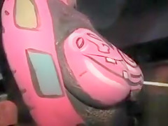 Body painting closeup footage of a breasty dilettante playgirl