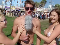 Naughty student grabs the mounds of the Californian hotties
