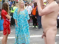 Golden-Haired virgin takes a lusty look at the exhibitionist's rod