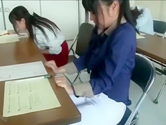 Japanese coed voids urine her panties in class