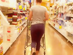 Chasing her strap throughout the store