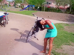 Plump Brazilian playgirl takes a quick swim in the local river