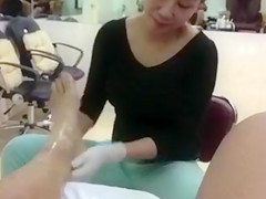 Jerking off whilst getting a pedicure is astounding