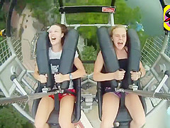 Hawt honeys on the fastest roller coaster