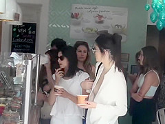 Smokin' hawt celebrity walks around in a flimsy shirt and taut panties