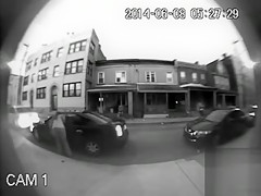 Fat woman voids urine on the public street