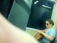 Jerking Off cock to a plump woman on the educate