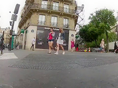 Windy grating lifting up the skirts of careless gals