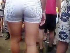 Large Brazilian wazoo in outstanding white shorts