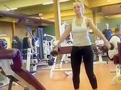 Spandex panties workout with a sexy blond