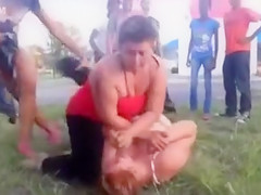 Obese ladies beating every other up