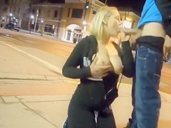 Oral Stimulation on a street corner from his sexy girlfriend