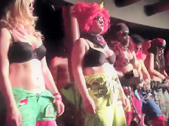 Breasty ladies in the stunning techno show