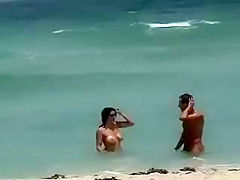 Sexy Mother I'd Like To Fuck with Large Milk Cans Receives Her In Nature's Garb Booty Massaged at Beach