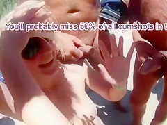 Wench French wife nudist on the beach in group-sex sex with strangers