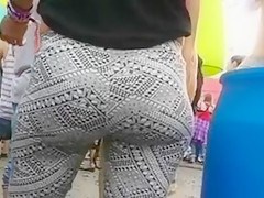 Party hottie shaking her junk in skintight spandex panties