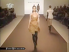 Supermodels show their in nature's garb titties on the runway