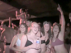 Bunch of students have a great time at an underclothing party