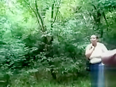 Obese woman is mesmerized by his big dick in public