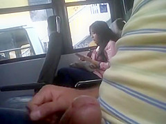 Dude strokes his dong in the bus