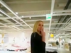 Cute Kinky Golden-Haired Girlfriend Hidden Blow Job in Dressing Room