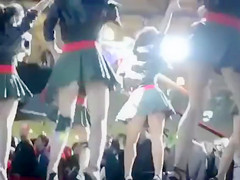 Short pleated skirts and heels on hot dancing angels