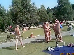 Nudist weekend at the lake with lots of nude people