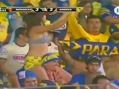 Curvy fangirl shows off her love muffins on the football match